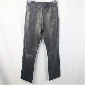 Vintage 90’s high Rise Brown 100% leather Straight Leg Pants Silk Lined